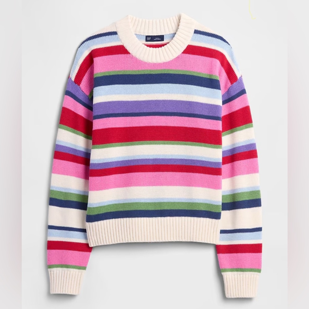 GAP Striped Multicolor Women's Sweater 100% Cotton (Size M) - Picture 2 of 9